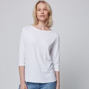 Majestic Filatures Ultra Soft Touch Relaxed 3/4 Sleeve French Boatneck T-Shirt M